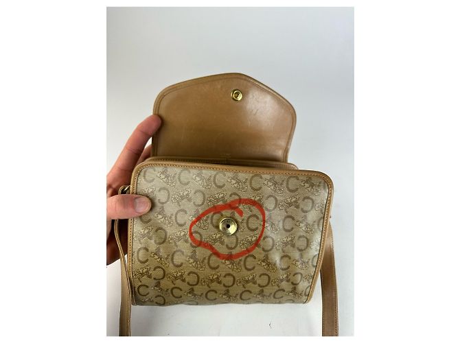 Triomphe Céline Bolso de hombro / bandolera vintage Celine Monogram dorado beige - vista 6