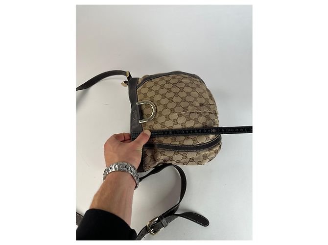 Borsa a spalla / crossbody D-Ring vintage Gucci monogramma beige marrone - vista 12