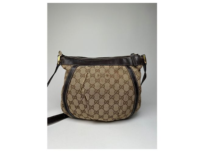 Borsa a spalla / crossbody D-Ring vintage Gucci monogramma beige marrone - vista 14