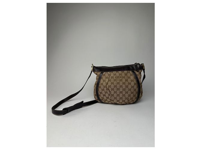 Borsa a spalla / crossbody D-Ring vintage Gucci monogramma beige marrone - vista 2