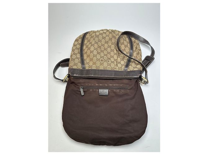 Borsa a spalla / crossbody D-Ring vintage Gucci monogramma beige marrone - vista 3