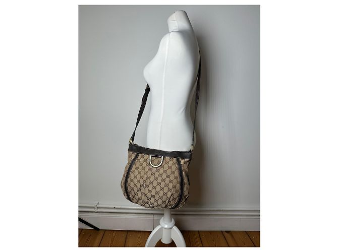 Borsa a spalla / crossbody D-Ring vintage Gucci monogramma beige marrone - vista 4
