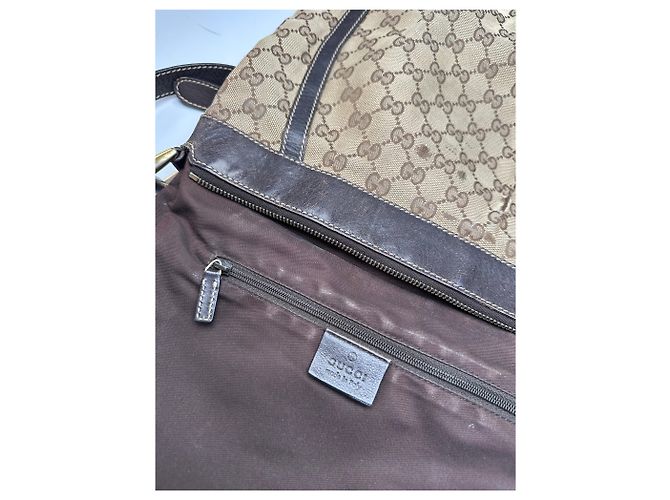 Borsa a spalla / crossbody D-Ring vintage Gucci monogramma beige marrone - vista 5