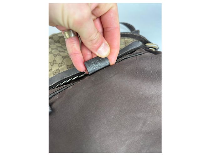 Borsa a spalla / crossbody D-Ring vintage Gucci monogramma beige marrone - vista 7