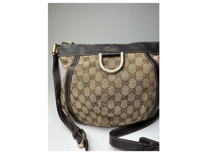 Borsa a spalla / crossbody D-Ring vintage Gucci monogramma beige marrone - vista 8