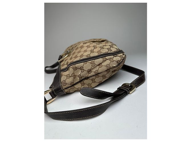 Borsa a spalla / crossbody D-Ring vintage Gucci monogramma beige marrone - vista 9