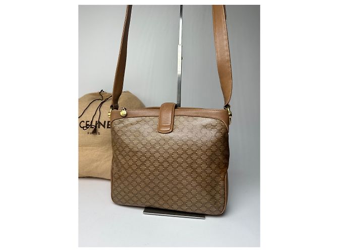 Céline Vintage Celine Paris Triomphe Monogram Schulter- / Umhängetasche Gold Braun Golden - Ansicht 11