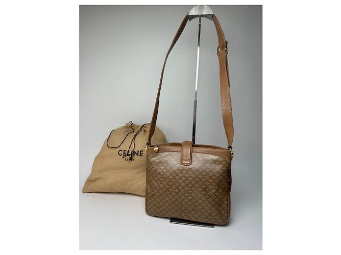 Céline Vintage Celine Paris Triomphe Monogram Schulter- / Umhängetasche Gold Braun Golden - Ansicht 2