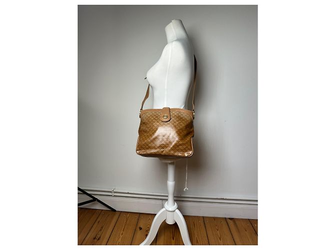 Céline Vintage Celine Paris Triomphe Monogram Schulter- / Umhängetasche Gold Braun Golden - Ansicht 5
