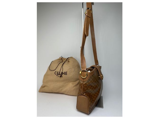 Céline Vintage Celine Paris Triomphe Monogram Schulter- / Umhängetasche Gold Braun Golden - Ansicht 7