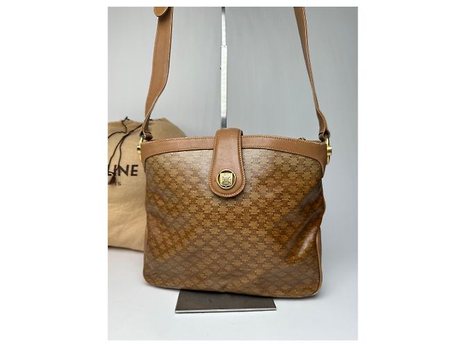 Céline Vintage Celine Paris Triomphe Monogram Schulter- / Umhängetasche Gold Braun Golden - Ansicht 8