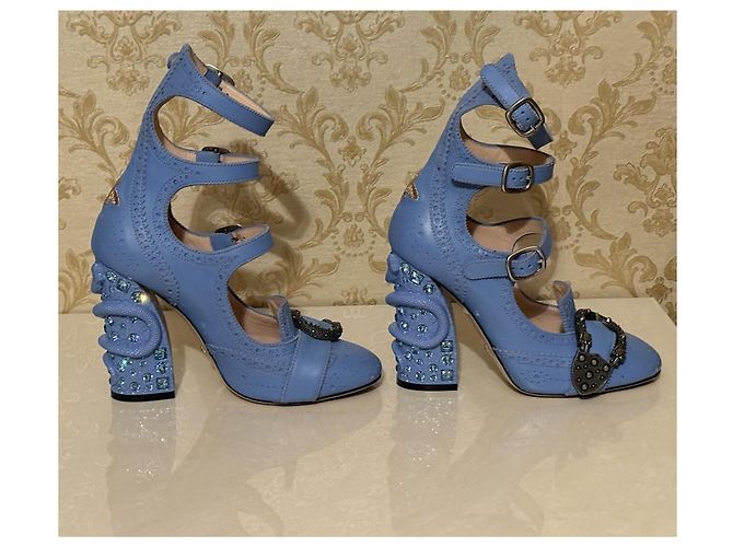 Décolleté Gucci in pelle blu 36 - vista 11