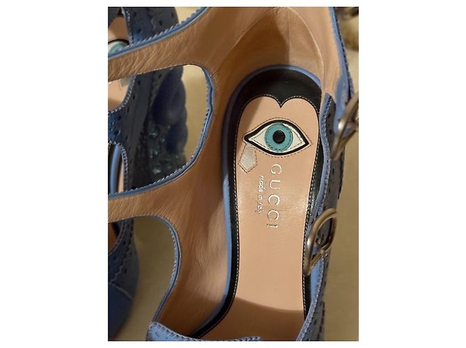 Décolleté Gucci in pelle blu 36 - vista 13