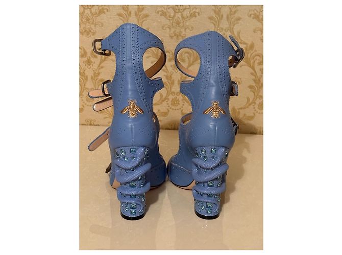 Décolleté Gucci in pelle blu 36 - vista 14