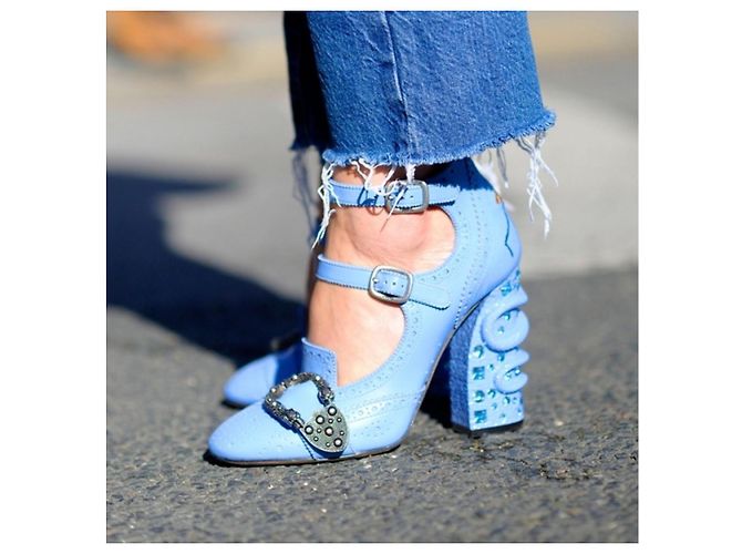 Décolleté Gucci in pelle blu 36 - vista 17