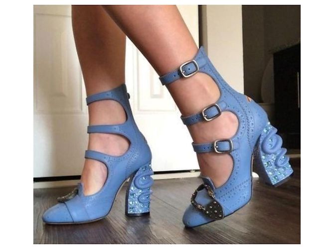 Décolleté Gucci in pelle blu 36 - vista 18