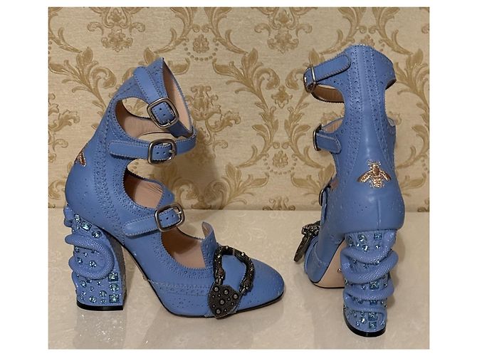 Décolleté Gucci in pelle blu 36 - vista 5