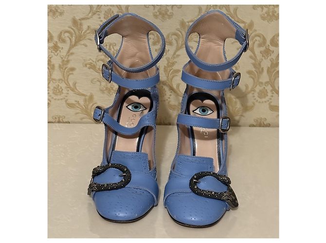 Décolleté Gucci in pelle blu 36 - vista 6