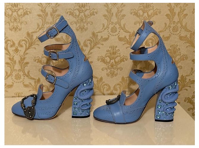 Décolleté Gucci in pelle blu 36 - vista 7