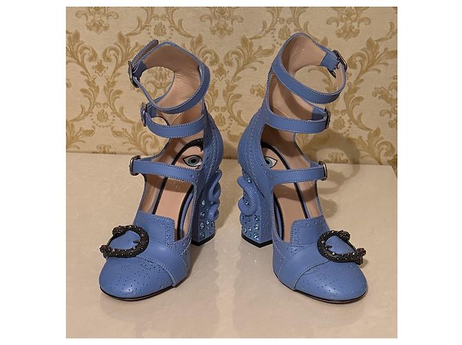 Décolleté Gucci in pelle blu 36 - vista 9