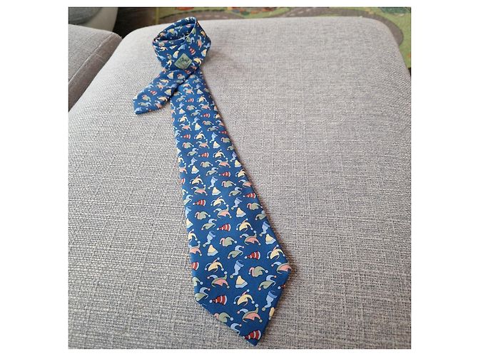 Cravatta Hermès nuovissima in seta Blu Multicolore - vista 2