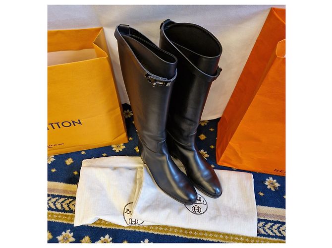 Botas Jumping de Cuero Negro Hermès - vista 6