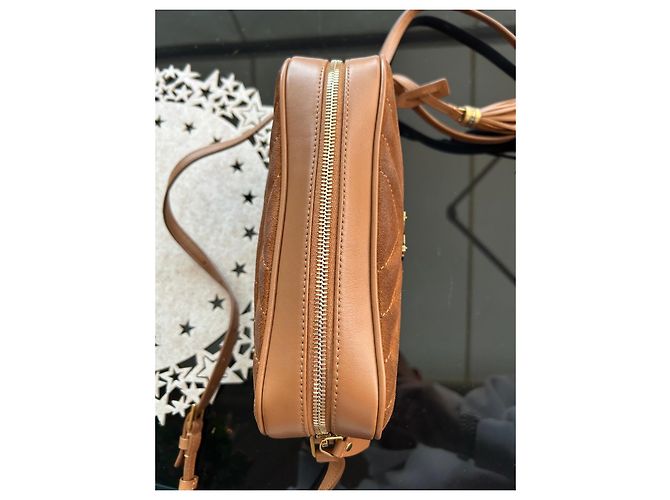 Bolsa transversal Saint Laurent Lou em camurça marrom - vista 10