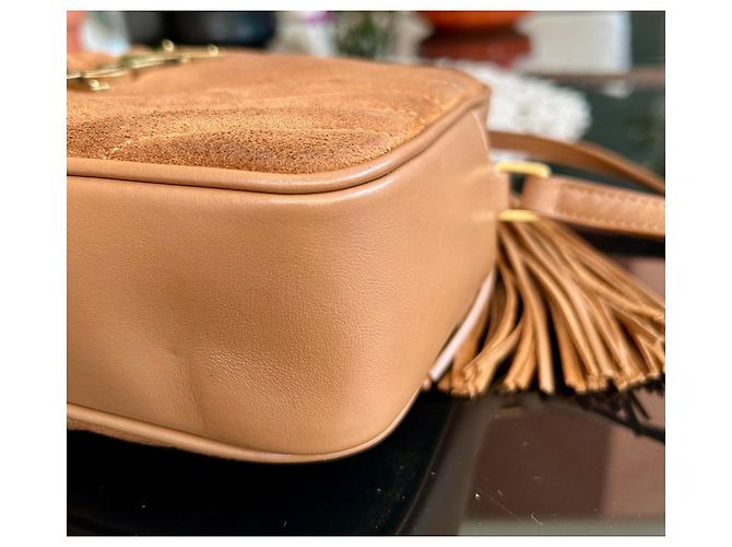 Bolsa transversal Saint Laurent Lou em camurça marrom - vista 12