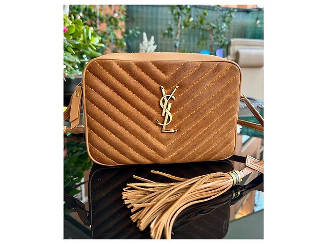 Bolsa transversal Saint Laurent Lou em camurça marrom - vista 2
