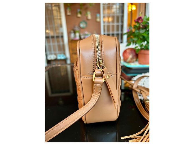 Bolsa transversal Saint Laurent Lou em camurça marrom - vista 8
