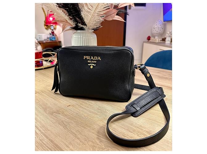Borsa a tracolla Prada in pelle nera Nero - vista 2