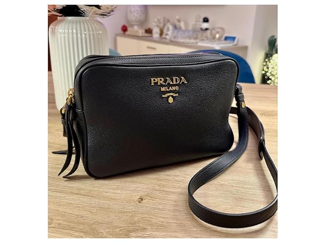 Borsa a tracolla Prada in pelle nera Nero - vista 5