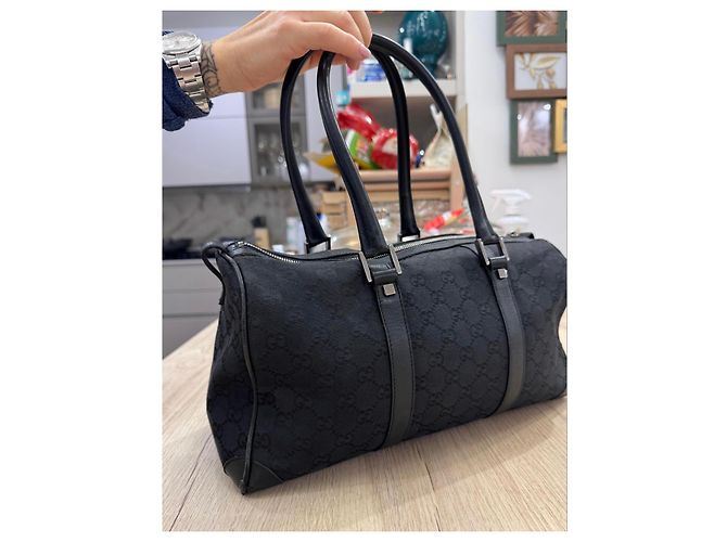 Borsa a mano Gucci in tela GG nera Nero - vista 6