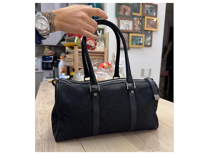 Borsa a mano Gucci in tela GG nera Nero - vista 8