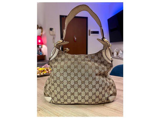 Borsa Gucci Hobo Monogram Marrone Beige - vista 10