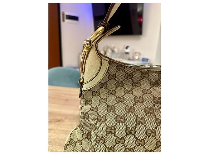 Borsa Gucci Hobo Monogram Marrone Beige - vista 11