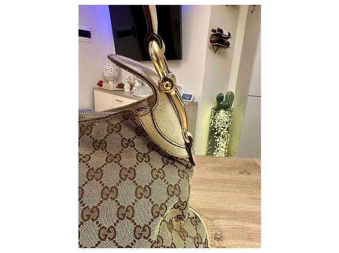 Borsa Gucci Hobo Monogram Marrone Beige - vista 12