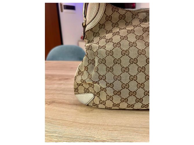 Borsa Gucci Hobo Monogram Marrone Beige - vista 13