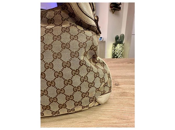 Borsa Gucci Hobo Monogram Marrone Beige - vista 14