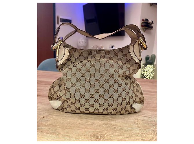 Borsa Gucci Hobo Monogram Marrone Beige - vista 15