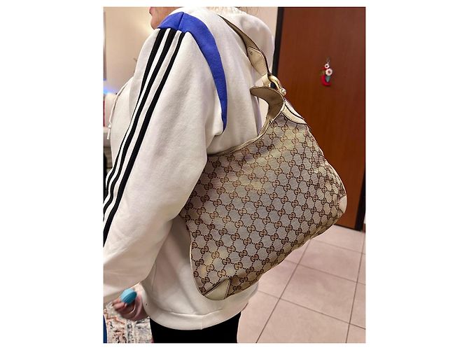 Borsa Gucci Hobo Monogram Marrone Beige - vista 18