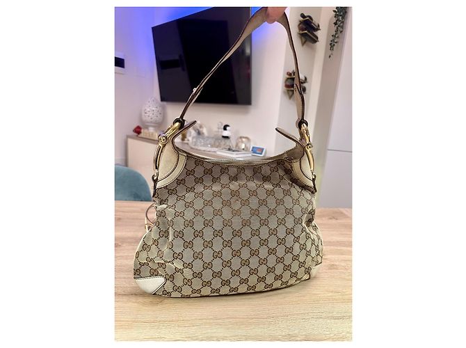 Borsa Gucci Hobo Monogram Marrone Beige - vista 2