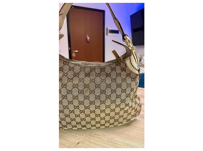 Borsa Gucci Hobo Monogram Marrone Beige - vista 4