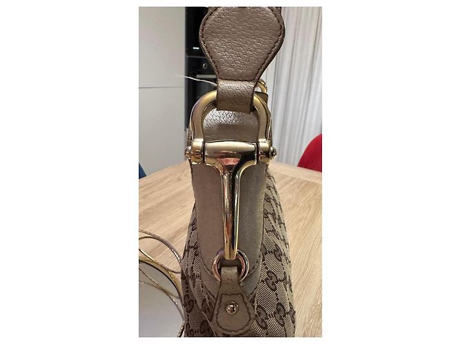 Borsa Gucci Hobo Monogram Marrone Beige - vista 5