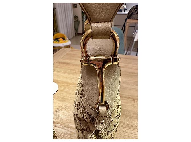 Borsa Gucci Hobo Monogram Marrone Beige - vista 7