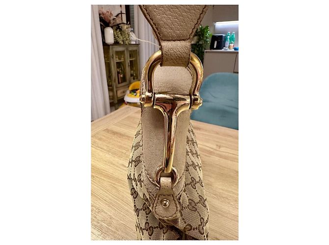Borsa Gucci Hobo Monogram Marrone Beige - vista 8