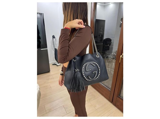 Borsa Gucci soho in pelle nera con borchie limited edition Nero - vista 19
