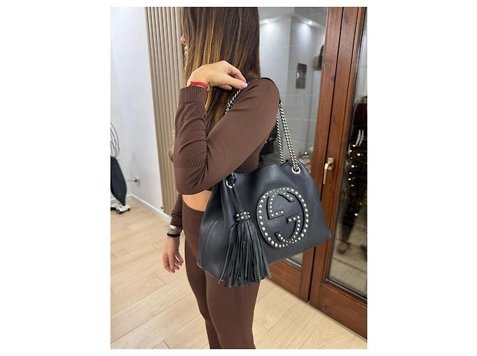 Borsa Gucci soho in pelle nera con borchie limited edition Nero - vista 20