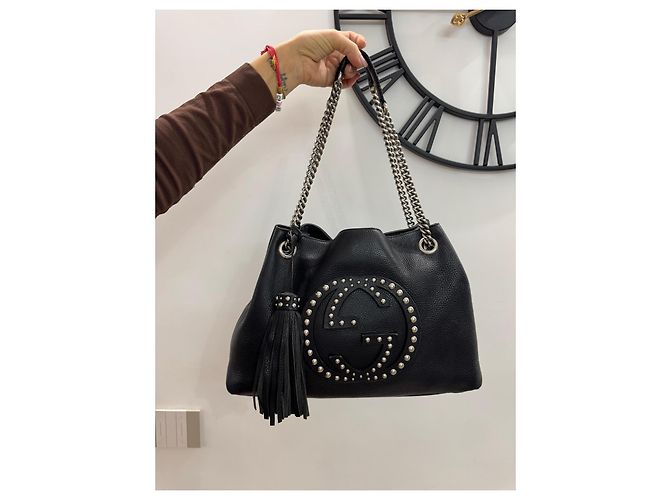 Borsa Gucci soho in pelle nera con borchie limited edition Nero - vista 3
