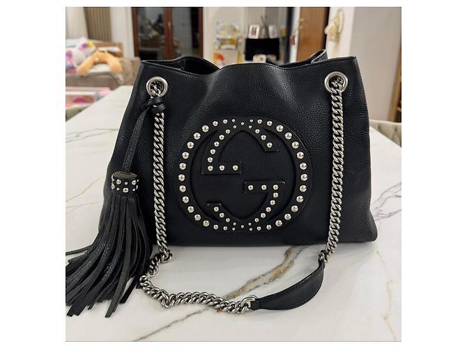 Borsa Gucci soho in pelle nera con borchie limited edition Nero - vista 4